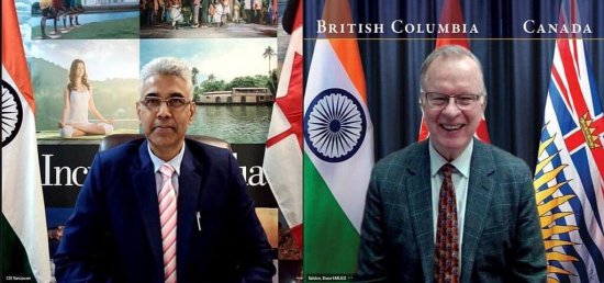  Consul General Mr. Manish met virtually with Hon'ble Mr. Bruce Ralston, Minister of Energy, Mines and Low Carbon Innovation and responsible for Consular Corps Relations, British Columbia (07/04/2021)

